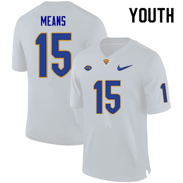 Youth #15 Bub Means Pitt Panthers College Football Jerseys Sale-White